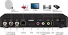 The back panel of a black satellite receiver is shown with various ports and connections labeled with text and icons. Produktbild-Vorschau