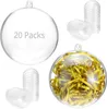 A collage of clear plastic spheres, some filled with gold shred, and stacks of empty spheres. Produktbild-Vorschau