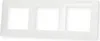 A white three-gang switch plate frame is shown against a white background. Náhľad obrázku produktu