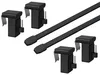 A product shot of curtain rods and their mounting hardware. Produktbild-Vorschau