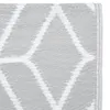 A close-up view of a grey and white diamond patterned outdoor rug. Produktbild-Vorschau