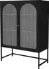 A black metal display cabinet with arched glass doors on a metal frame. Náhľad obrázku produktu