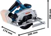 A Bosch GKS 18V-57-2 Professional cordless circular saw is shown with dimensions indicated. Anteprima dell’immagine prodotto
