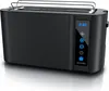 A black toaster is shown on a reflective white surface. Náhled obrázku produktu