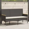 vidaXL Záhradná lavica 3-sed s vankúšom Black Poly Rattan Náhľad obrázku produktu 2