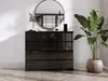 Commode 8 tiroirs, noir mat / noir brillant, 138 x 101 x 39 Voir les images du produit 3