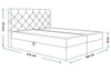 A line drawing of a boxspring bed with dimensions indicated. Náhled obrázku produktu