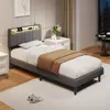 UnboxG Einzelbett 90x200 cm Grau aus Leinen mit Produktbild-Vorschau 3
