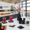Relaxdays Schiefer Untersetzer 8er Set, Kunstleder-Box, Produktbild-Vorschau 5