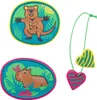 Three cartoon-style patches and a necklace with heart-shaped charms. Anteprima dell’immagine prodotto