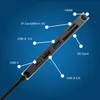 A diagram showing the ports of a USB-C hub against a blue background. Produktbild-Vorschau