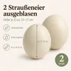 Straußeneier ausgeblasen, Weiß, 2 Stück, 17 cm, Ø 12 cm (Struthio camelus) – Maße und Liefermenge auf einen Blick Produktbild-Vorschau