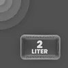 A gray storage basket with '2 LITER' printed on it, set against a plain gray background. There are concentric gray circles in the upper left corner. Produktbild-Vorschau
