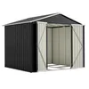 A metal garden shed with double doors, shown from a slightly elevated front-left angle against a white background. Produktbild-Vorschau