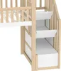 Close-up view of the stairs and storage compartments of a wooden bunk bed. Anteprima dell’immagine prodotto