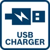 A graphic icon representing a USB charger with text below. Produktbild-Vorschau