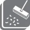 A white broom sweeping debris on a gray background. Anteprima dell’immagine prodotto