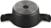 The bottom of a black cooking pot with two black handles is shown against a white background. Produktbild-Vorschau