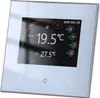 A digital thermostat with a touch screen display showing temperature and settings. Produktbild-Vorschau