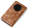 A brown flip case for a smartphone is shown against a white background. Produktbild-Vorschau