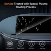 A smartphone screen protector is shown with water droplets on it, highlighting its features. Produktbild-Vorschau