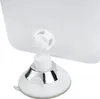 A close-up view of the suction cup mount and ball joint of a white cosmetic mirror. Produktbild-Vorschau