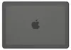 The back of a dark gray MacBook Air laptop case with the Apple logo in the center. Produktbild-Vorschau