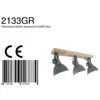 A product shot of a ceiling light fixture with a wooden base and three adjustable lamps. Anteprima dell’immagine prodotto