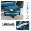 (Peacock Blue) Square Stool Cover Stretch Ottoman Cover Náhled obrázku produktu 4