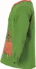 A side view of a green long-sleeved shirt with a graphic print. Produktbild-Vorschau