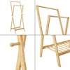 A collage of four images showing a wooden garment rack from different angles. Náhled obrázku produktu