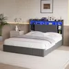 Letto in lino grigio UnboxG 140x200 cm con pratici Anteprima dell’immagine prodotto 3