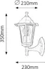 A technical drawing of an outdoor wall lamp with dimensions indicated. Produktbild-Vorschau