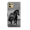 A black and white image of a phone case with a horse graphic. Produktbild-Vorschau