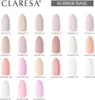 A grid of different colored nail polish swatches on fake nails, each labeled with a number and 'RUBBER'. The brand name 'CLARESA' and 'RUBBER BASE' are at the top. Náhled obrázku produktu