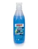 A bottle of blue liquid with a label, isolated on a white background. Produktbild-Vorschau