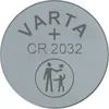 A close-up, top-down view of a VARTA CR2032 lithium coin cell battery. Voir les images du produit