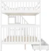 A white bunk bed with stairs and drawers. Podgląd zdjęcia produktu