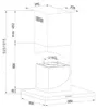 A technical drawing of a kitchen hood with dimensions and specifications. Produktbild-Vorschau
