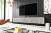 A modern living room with a wall-mounted TV and entertainment unit. Produktbild-Vorschau