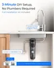 Diagram showing the installation of a water filter system under a kitchen sink. Produktbild-Vorschau