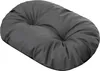 A close-up view of a dark gray dog bed cushion. Voir les images du produit