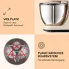 A collage of images showcasing a kitchen mixer and its features. Produktbild-Vorschau