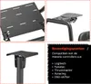 Collage of four images showing details of a racing simulator cockpit, including mounting plates and compatibility information. Produktbild-Vorschau