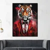 Tiger frontal im roten Anzug Wandbild Kunstdruck XL Produktbild-Vorschau 3
