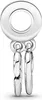 A silver charm with a circular top and two dangling heart-shaped elements. Podgląd zdjęcia produktu