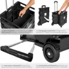 Collage of images showing a foldable shopping trolley and its features. Náhled obrázku produktu