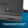 A close-up view of a black power adapter with indicator lights and voltage settings. Podgląd zdjęcia produktu