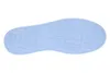 The sole of a light blue shoe with embossed text. Produktbild-Vorschau