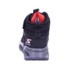 A rear view of a black high-top sneaker for boys. Náhľad obrázku produktu